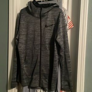 Nike Hoodie Mens Large Dri-Fit Full Zip Gray Training Long Sleeve Running size L
